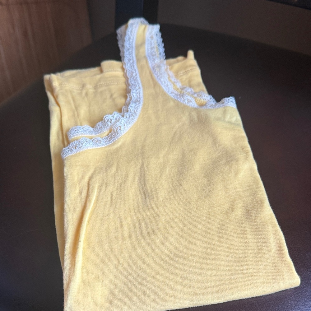 GAP Yellow Tank Top with White Lace Trim